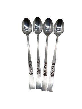 Oxford Hall OXH3 Stainless 4 Iced Tea Spoons Rose Burnished Japan Flatware 7 1/2